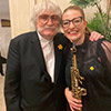 Sir Karl with Jess Gillam following the UK premiere of Saxophone Concerto 'Stravaganza'