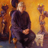 Portrait [with my 'Westie', Meg] by June Mendoza.